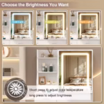 White Modern Led Vanity Set, 3 Color Dimmable Mirror & Stool, 5 Storage Drawers Makeup Dressing Desk for Bedroom - Image 2