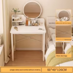 Makeup table Small apartment bedroom Makeup storage Integrated bedside table Dresser