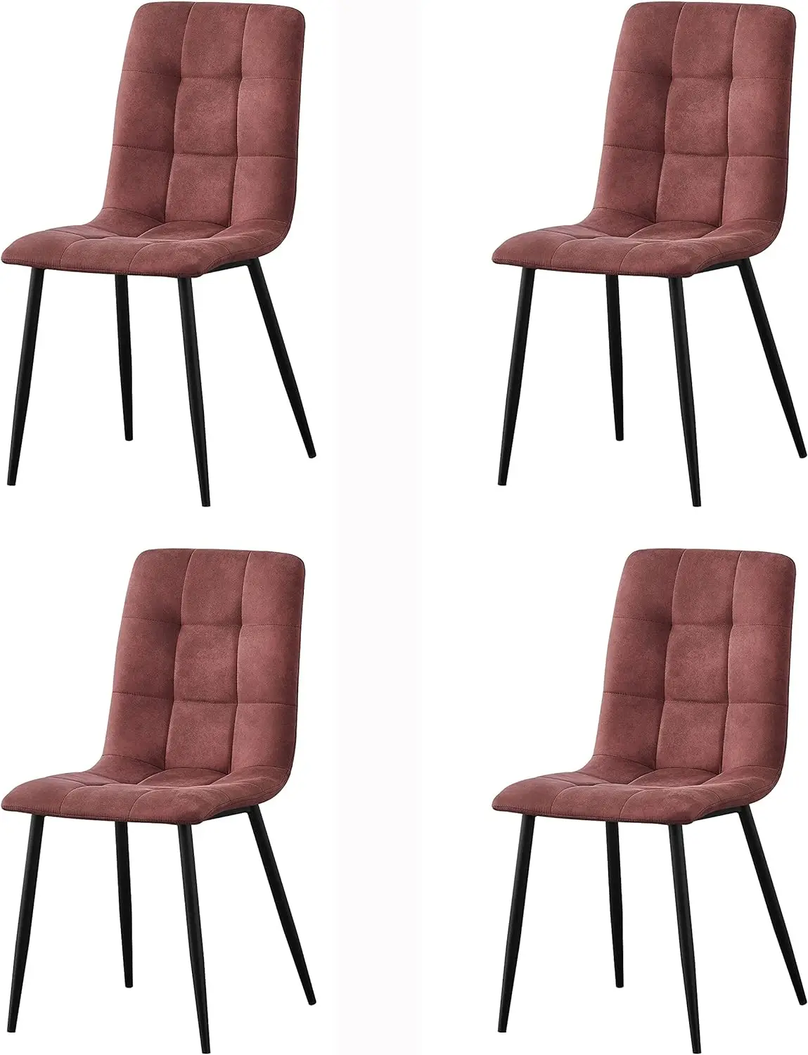 kf-A10017e6bb8034b80a63e825b9651b51eA OIRA Set of 4 Faux Matte Suede Leather Dining Chairs With metal Legs home & restaurants Chairs - Image 1
