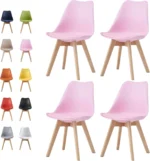 OIRA Set of 4 Dining Chairs Wooden Legs Soft Cushion Pad Stylish DELUXE Retro Lounge Dining Office EVA - Image 2