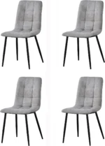 OIRA Set of 4 Faux Matte Suede Leather Dining Chairs With metal Legs home & restaurants Chairs - Image 4