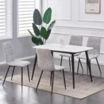 OIRA Set of 4 Faux Matte Suede Leather Dining Chairs With metal Legs home & restaurants Chairs - Image 5
