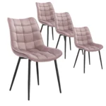 4 PCs Set Faux Leather/Fabric/Velvet/Linen Kitchen Chair Dining Chairs Stable Metal Legs Upholstered Seat Kitchen Furniture