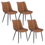 4 PCs Set Faux Leather/Fabric/Velvet/Linen Kitchen Chair Dining Chairs Stable Metal Legs Upholstered Seat Kitchen Furniture - Image 2