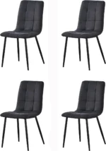 OIRA Set of 4 Faux Matte Suede Leather Dining Chairs With metal Legs home & restaurants Chairs - Image 2