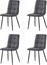 OIRA Set of 4 Faux Matte Suede Leather Dining Chairs With metal Legs home & restaurants Chairs - Image 3