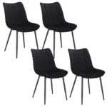 4 PCs Set Faux Leather/Fabric/Velvet/Linen Kitchen Chair Dining Chairs Stable Metal Legs Upholstered Seat Kitchen Furniture - Image 3