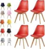 OIRA Set of 4 Dining Chairs Wooden Legs Soft Cushion Pad Stylish DELUXE Retro Lounge Dining Office EVA - Image 4