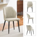 Set of 6 Faux Leather Dining Chairs Upholstered Kitchen Seats with Padded Back and Metal Legs - Image 3