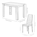 OIRA 5 Piece Dining Room Table and Chairs Set for Dining Room Kitchen, Modern Wooden Dining Table with Chairs for Family - Image 6