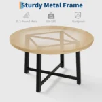 Industrial Round Wood Table w/Metal Base - Seats 4 6, Rustic Finish (Chairs Not Included) - Image 5