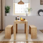 OIRA Modern Dining Table and Bench Set 3 Piece Set for Small Space 4 Seater Particleboard Kitchen Dining Table Chair Set - Image 4