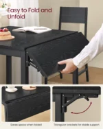 OIRA Folding Dining Table, Drop Leaf Extendable, for Small Spaces, Seats 2-4 People - Image 4