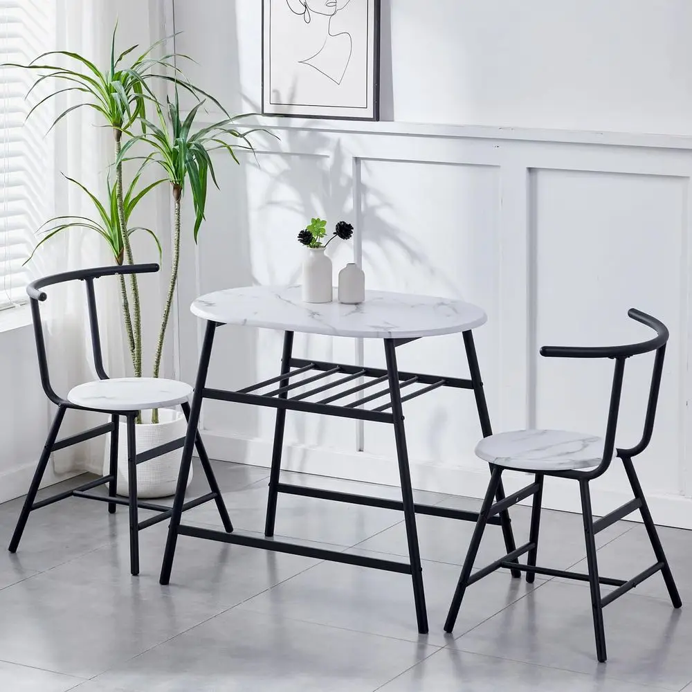 kf-S07490f036e31455f91c539d88f6ce3d3I Pieces Dining Room Set, Compact Dining Table amp Chairs Set for Kitchen Living Room, Space Saving Small Kitchen Table and Chair - Image 1
