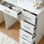 White Dressing Table With Hollywood LED Mirror and 5 Drawers Vanity Makeup Desk - Image 3