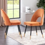 Velvet Dining Chairs Side Chairs Kitchen Corner Chairs with Metal Legs, Modern Leisure Chairs for Dining Room/Living Roo