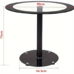 Black Dining Table and Chairs Set of 4, Round Tempered Glass Table with High Back PU Leather Chairs - Image 4