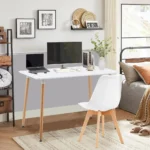 Square Round Dining Table, Rectangular Kitchen Table White with Wooden Legs, Rectangle Dining Table - Image 4