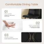 Dining Chairs Set,Upholstered Faux Leather Cushion Seat and Sturdy Black Metal Legs Kitchen Chair - Image 5