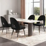 Velvet Dining Chairs Side Chairs Kitchen Corner Chairs with Metal Legs, Modern Leisure Chairs for Dining Room/Living Roo - Image 2