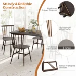 OIRA 5-Pcs Dining Table Set Rectangular Kitchen Table & 4 Chairs-Grey - Image 4