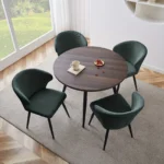 Set of 2 Corduroy Upholstered Dining Chairs Modern Padded Seats Rustic Chairs Suitable for Kitchen Restaurant Chair - Image 4