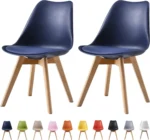 OIRA Set of 2 Dining Chairs Wooden Legs Soft Cushion Pad Stylish DELUXE Retro Lounge Dining Office Chairs - Image 11