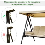 OIRA 3 Seater Garden Swing Chair Outdoor Hammock Bench W/ Adjustable Canopy, Cushions and Cup Trays - Image 5