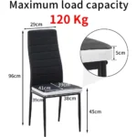 6 Piece Dining Chair Set: Leather Seats with Metal Legs and Padded Backrests - Image 3