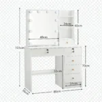 White Dressing Table with Led Lights Large Mirror 6 Drawers White Makeup Desk - Image 6