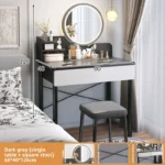 Makeup table Small apartment bedroom Makeup storage Integrated bedside table Dresser - Image 3