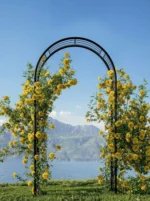 8 ft Garden Arch Arbor, Sturdy Steel Wedding Archway with Ground Stakes, Decorative Metal Trellis for Climbing Roses, Vines - Image 3