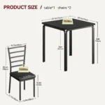 Dining Table for 2, Small Square kitchen Dinner Table Set for 2,Space Saving Wood Modern Dinette With Upholstered,Dining Room - Image 6