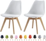 OIRA Set of 2 Dining Chairs Wooden Legs Soft Cushion Pad Stylish DELUXE Retro Lounge Dining Office Chairs - Image 7
