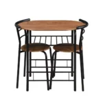 Space Saving Table and Chairs Set for 2, Compact Small Dining Table Set with Storage Shelf, 3 Piece Kitchen Breakfast Table for