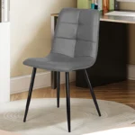 Dining Chairs Set,Upholstered Faux Leather Cushion Seat and Sturdy Black Metal Legs Kitchen Chair - Image 3