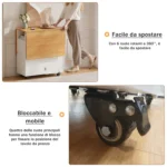 Multifunctional Folding Dining Tables Wooden Movable Wheels Shelves Suitable Kitchen Living Room Save Space Restaurant Furniture - Image 3