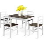 OIRA 5PCS Wooden Dining Table & Chair Set Breakfast Kitchen Furniture Dining Room Set