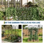 Metal Garden Trellis ,Tall 87 Inch x 20 Inch, Black Coated Rustproof Metal Trellis Outdoor, Trellis for Cllimbing Plants - Image 4
