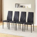 OIRA Modern High-Back Dining Chair with Diamond Quilted Design, Metal Legs, PU Set of 4