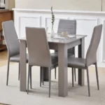 5pcs Dining Room Set Grey Table and Chairs for Kitchen, Dining Room, Compact Table Set, Space Saving