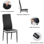 6 Piece Dining Chair Set: Leather Seats with Metal Legs and Padded Backrests - Image 5
