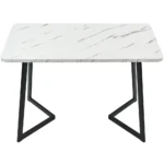 OIRA Dining Table, Metal Frame Rectangular Dining Table Modern Marble Pattern Kitchen Table - Image 6