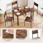 Dining Table and Chairs Set 4, Rectangle Breakfast Kitchen Table and 4 Chairs with Mental Frame for Kitchen Restaurant - Image 3