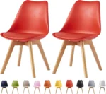 OIRA Set of 2 Dining Chairs Wooden Legs Soft Cushion Pad Stylish DELUXE Retro Lounge Dining Office Chairs - Image 10