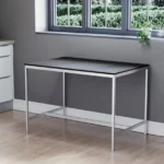 Kitchen Dining Table and Bench Set, Modern 4 Seater Dining Table with Bench Set Metal Frame Wooden Kitchen Dining Room Furniture - Image 4