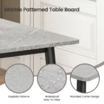 Dining Table, Marble Effect Dining Table with Black Metal Legs Kitchen Table,Modern Dining Tables for Home/Kitchen Office - Image 8