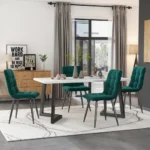 OIRA Dining Table, Metal Frame Rectangular Dining Table Modern Marble Pattern Kitchen Table - Image 2