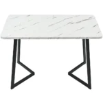Dining Table, Metal Frame Rectangular Dining Table Modern Marble Pattern Kitchen Table - Image 6