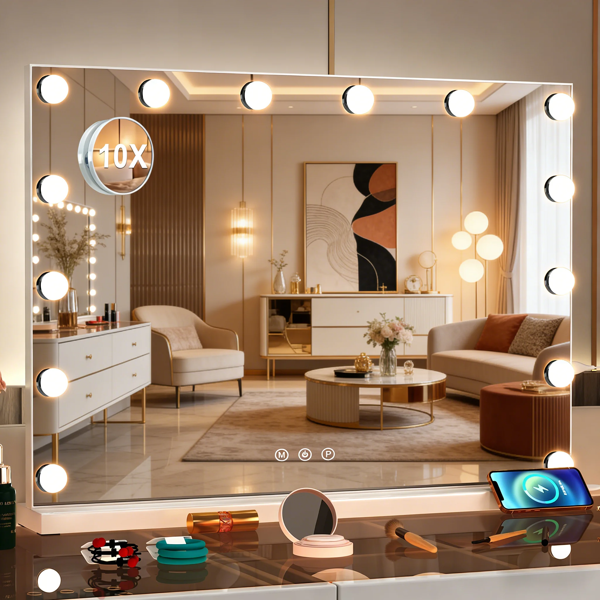 kf-S4736efc26c4948b7ba069c70a546ab9cz OIRA Hollywood LED Vanity Mirror with 10 Lights, Makeup Mirror for Dressing Table & Bedroom - Image 1
